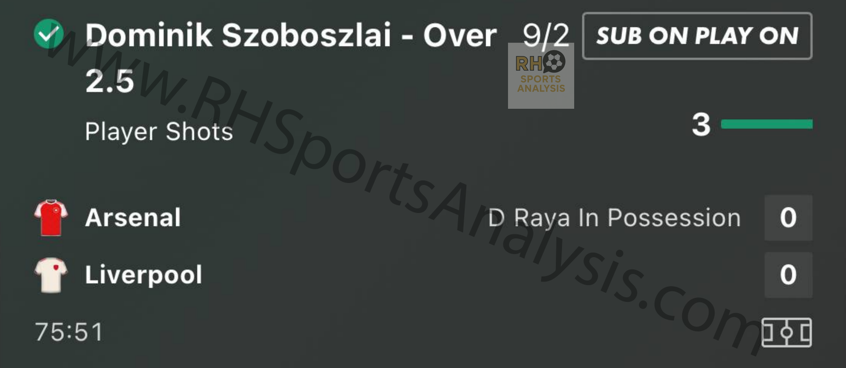 Dominik Szoboszlai over 2.5 shots winner at 9/2 Arsenal vs Liverpool Premier League