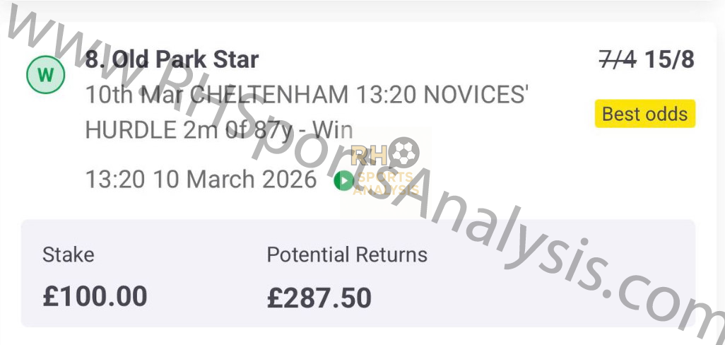 Old Park Star winner at 15/8 Sky Bet Supreme Novices Hurdle Cheltenham Festival 2026 Day 1