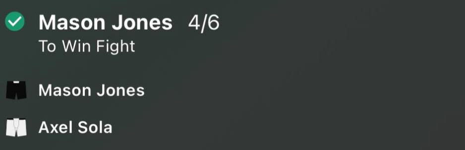 Mason Jones To Win Fight betslip at 4/6 UFC Fight Night London