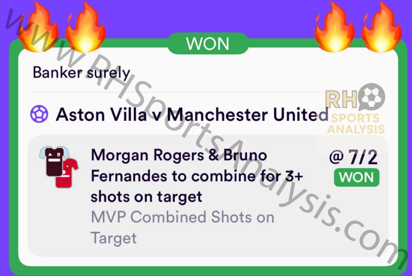 Rogers and Fernandes 3+ SOT Dabble at 7/2 winning slip